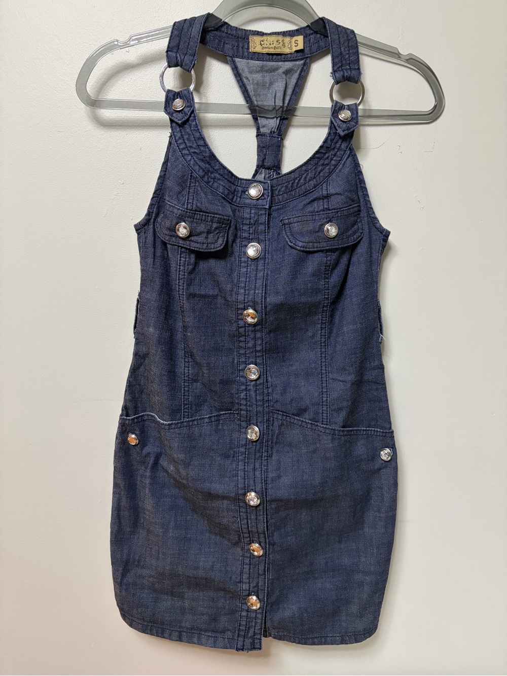 Clash Premium Outfit Y2K Denim Halter Women’s Mini Dress Blue Size Small